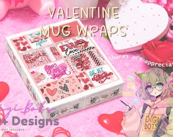Valentines Day Mug Wrap PNG Bundle | 30+ HQ PNG Mug Sublimation