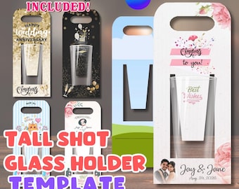 Canva 2 oz 4inches Tall Shot Glass Holder Editable Template | Canva .Studio3 .SVG | Free Designs for Anniversary Wedding Birthday Included