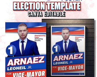 Election Poster Canva Editable Template | 2x3 Feet Size | Gradient Election Poster Canva Template | Campaign Election Poster Template