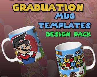 SuperMario Graduation Mug Templates Bundle | 11oz & 15oz | Kiddie Mug Templates | 8 Hi-Res Designs| Graduation Mug | 300 DPI | PNG Format