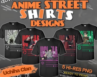 5 Anime Streetwear Designs | Uchiha Clan Streetwear Designs Pack | Sharingan Anime | Anime Premium Bootleg Designs | Mockup Included!