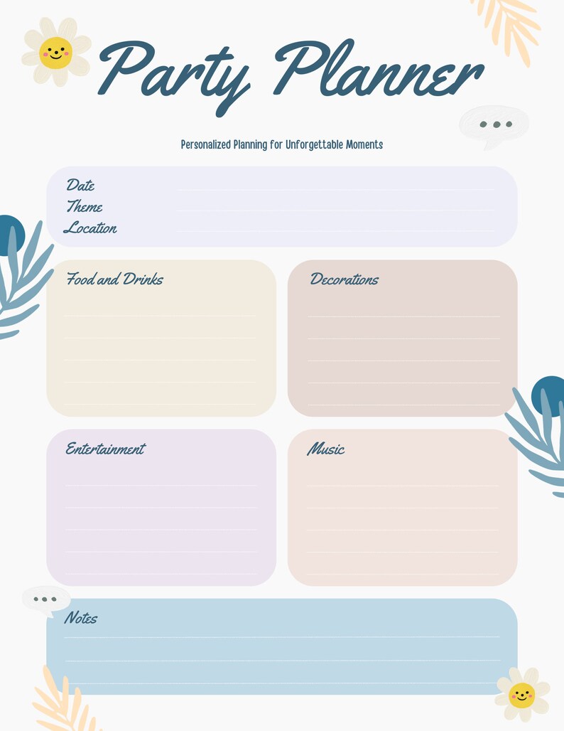 Party Planners Pack Printable Planners Birthday Party Planners ...