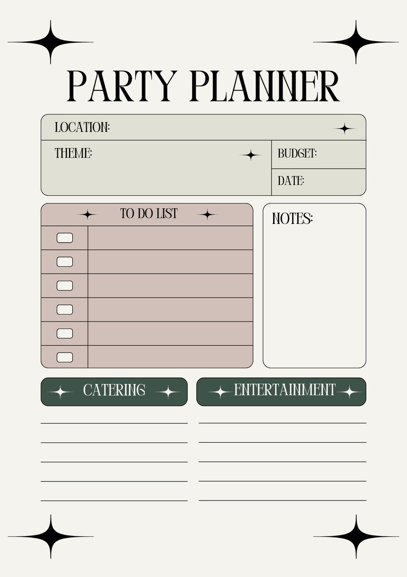Party Planners Pack Printable Planners Birthday Party Planners ...