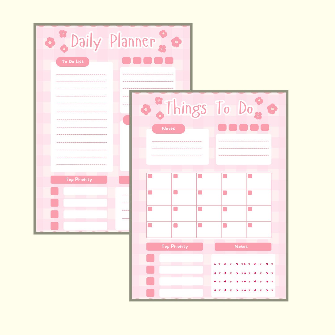 Pastel Pink Daily Planner Printable Daily Planner Digital Daily Planner ...