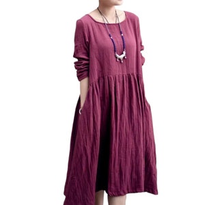 Linen dress with pockets, Linen dress, Linen midi dress, Linnen loose fit, LINEN DRESS long midcalf