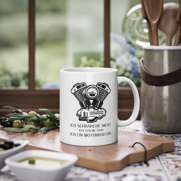 Ich schnarche nicht Ich träume bloß das ich ein Motorrad bin - lustige Tasse als Geschenk für Motorradfahrer