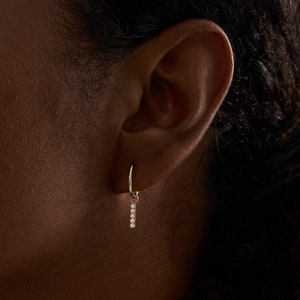 20G/18G/16G Titanium Dangle Huggie Hoop, Cartilage/Conch/Helix Hoop Earring, Rook piercing • conch piercing