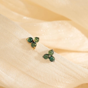 Titanium Moss Agate Labret Stud Earring • Flat Back Earrings • Helix Stud • Tragus Stud • Cartilage Stud • Nose Stud • Gift for Her