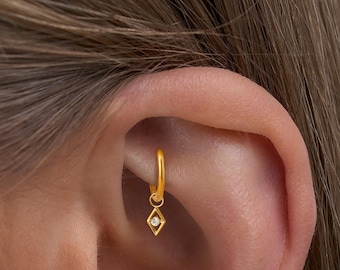 18G/16G Titanium Dangle Huggie Hoop, Cartilage/Conch/Helix Hoop Earring, Rook piercing • conch piercing