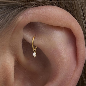 18G/16G Titanium Dangle Huggie Hoop, Cartilage/Conch/Helix Hoop Earring, Rook piercing • conch piercing