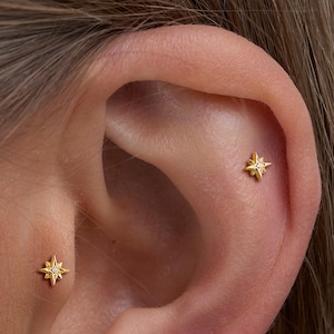 Puces d'oreilles labret en titane • Boucles d'oreilles à dos plat • Boucle d'oreille hélice • Boucle d'oreille tragus • Boucle d'oreille cartilage • Anneau de nez • Cadeau pour elle