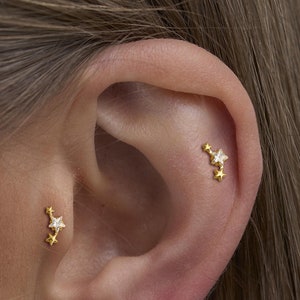 Puces d'oreilles labret en titane étoile • Boucles d'oreilles à dos plat • Boucle d'oreille hélice • Boucle d'oreille tragus • Boucle d'oreille cartilage • Anneau de nez • Cadeau pour elle
