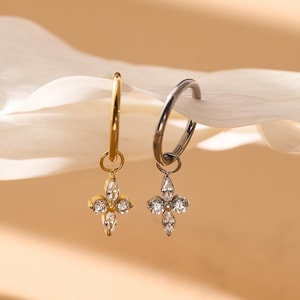 18G/16G Titanium Dangle Huggie Hoop, Cartilage/Conch/Helix Hoop Earring, Rook piercing • conch piercing