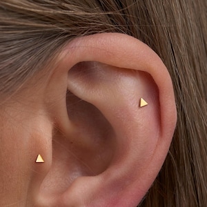 Titanium Labret Stud Earrings • Flat Back Earrings • Helix Earring • Tragus Earring • Cartilage Earring • Nose Ring • Gift for Her