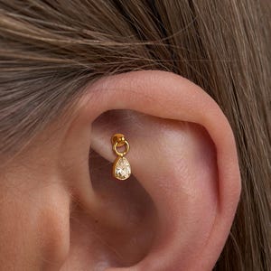 Titanium Vertical Dangle Helix Piercing, Threaded Flat Back Stud Earrings, Rook/Cartilage/Conch/Tragus/Helix Drop Earring
