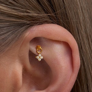 Titanium Vertical Dangle Helix Piercing, Threaded Flat Back Stud Earrings, Rook/Cartilage/Conch/Tragus/Helix Drop Earring