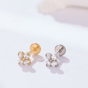 Titan Labret Ohrstecker • Flache Rückseite • Helixohrring • Tragusohrring • Knorpelohrring • Nasenring • Geschenk für sie