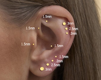 Labret In Titanio 16G 6mm/8mm/10mm/12mm - Piercing Per Labbra, Orecchio, Tragus - Design Push-in Senza Filettatura