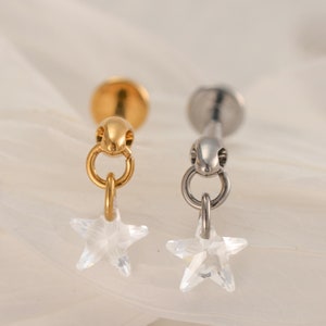 Titanium Labret Stud Earrings • Flower Flat Back Earrings • Helix Earring • Tragus Earring • Cartilage Earring • Nose Ring • Gift for Her