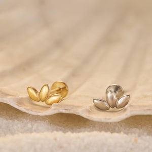 Titan Labret Ohrstecker • Blumen flache Rückseite Ohrringe • Helixohrring • Tragus Ohrring • Knorpelohrring • Nasenring • Geschenk für sie