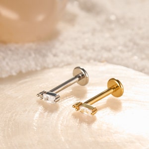 Titanium Labret Stud Earrings • Flat Back Earrings • Helix Earring • Tragus Earring • Cartilage Earring • Nose Ring • Gift for Her