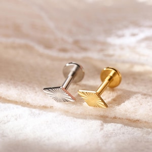 Titanium Labret Stud Earrings •  Flat Back Helix Earring • Tragus Earring • Cartilage Earring • Gift for Her • Bridesmaid Gift