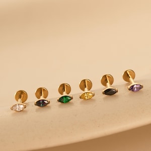 Titanium Labret Stud Earrings • Flat Back Earrings • Helix Earring • Tragus Earring • Cartilage Earring • Nose Ring • Gift for Her