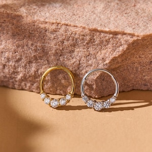 Anneau de septum nasal en acier chirurgical 16G, créoles Daith/Rook/Conque/Conque, Bijoux de septum, Anneau de piercing, Clicker de septum, Créole hypoallergénique