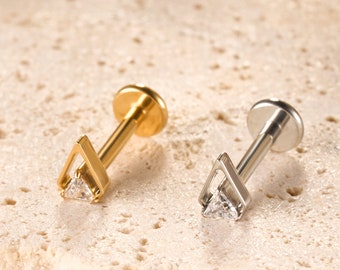 Titanium Labret Stud Earrings • Flat Back Earrings • Helix Earring • Tragus Earring • Cartilage Earring • Nose Ring • Gift for Her#2