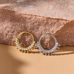 Anneau de septum nasal en acier chirurgical 16G, créoles Daith/Rook/Conque/Conque, Bijoux de septum, Anneau de piercing, Clicker de septum, Créole hypoallergénique