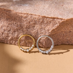 Anneau de septum nasal en acier chirurgical 16G, créoles Daith/Rook/Conque/Conque, Bijoux de septum, Anneau de piercing, Clicker de septum, Créole hypoallergénique