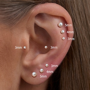 Puces d'oreilles labret en titane avec perle, Boucle d'oreille à dos plat filetée à l'intérieur, Petite boucle d'oreille Tragus, Boucle d'oreille hélice avant, Piercing Tragus