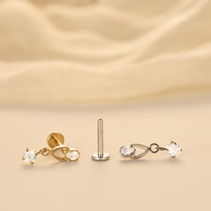 Titanium Labret Stud Earrings • Flower Flat Back Earrings • Helix Earring • Tragus Earring • Cartilage Earring • Nose Ring • Gift for Her