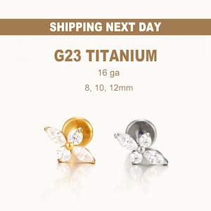Titanium Labret Stud Earrings • Flower Flat Back Earrings • Helix Earring • Tragus Earring • Cartilage Earring • Nose Ring • Gift for Her