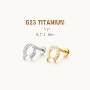 Titanium Labret Stud Earrings • Horseshoe-shaped Flat Back Earrings • Helix Earring • Piercing Jewelry • Cartilage Earring • Nose Ring