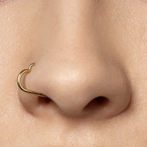 16g NOSE RING Solid TITANIUM • Heart Implant Grade Septum Ring Piercing Jewelry • Hinged Clicker Hoop • Lip Ring • Tragus, Daith, Conch Hoop
