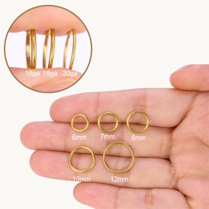 16g NOSE RING Solid TITANIUM • Implant Grade Septum Ring Piercing Jewelry • Hinged Clicker Hoop • Lip Ring • Tragus, Daith, Conch Hoop