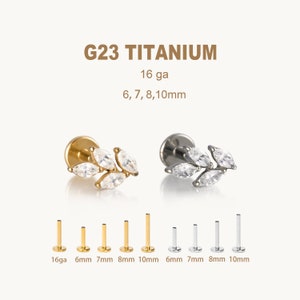 Puces d'oreilles labret en titane • Boucles d'oreilles feuille à l'arrière plat • Boucle d'oreille hélice • Boucle d'oreille tragus • Boucle d'oreille cartilage • Anneau de nez • Cadeau pour elle