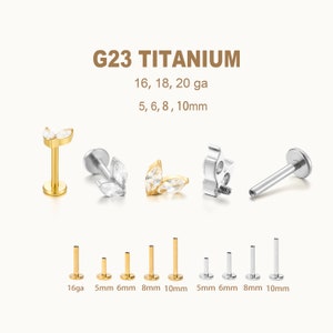 Titanium Labret Stud Earrings • Flower Flat Back Earrings • Helix Earring • Tragus Earring • Cartilage Earring • Nose Ring • Gift for Her