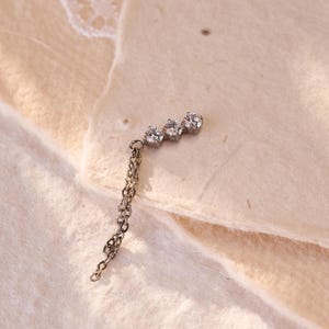 Titanium Vertical Dangle Helix Piercing, Threaded Flat Back Stud Earrings, Hidden Rook/Cartilage/Conch/Tragus/Helix Drop Earring