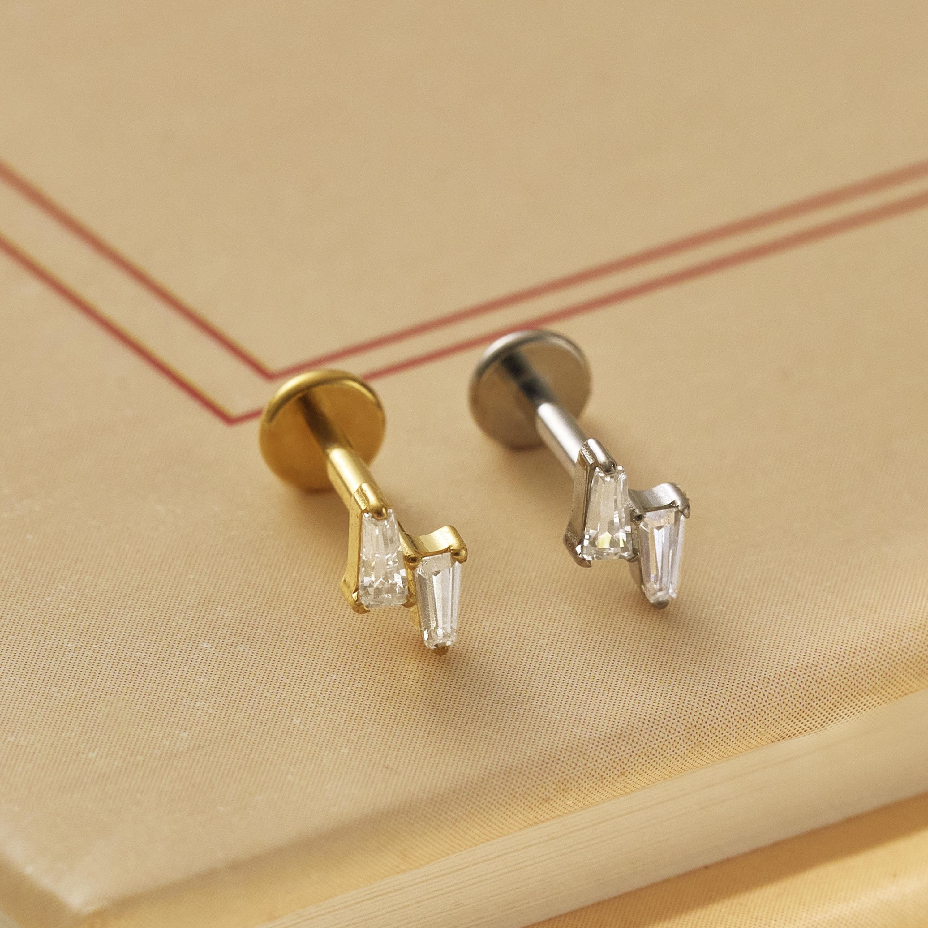 Titanium Labret Stud Earrings • Flat Back Earrings • Helix Earring • Tragus Earring • Cartilage Earring • Nose Ring • Gift for Her