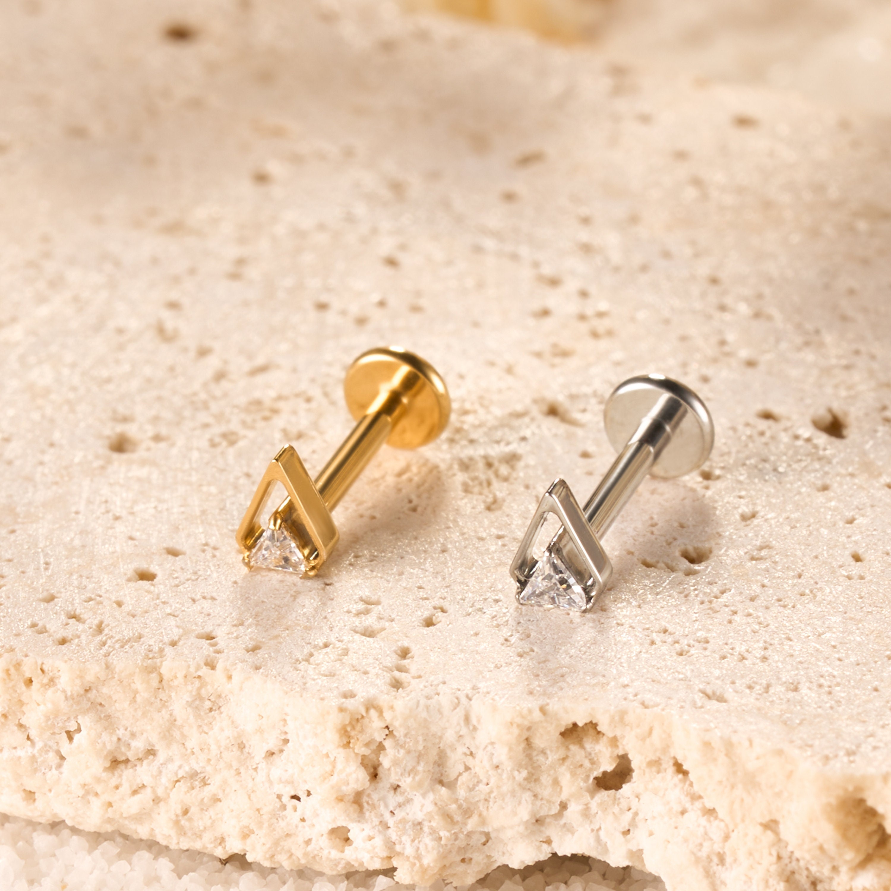 Titanium Labret Stud Earrings • Flat Back Earrings • Helix Earring • Tragus Earring • Cartilage Earring • Nose Ring • Gift for Her#2