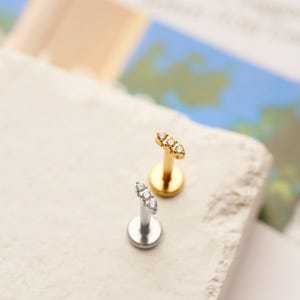 Titanium Labret Stud Earrings, Threaded/Screw Flat Back Earrings, Tiny Tragus Earring, Forward Helix Earring, Tragus Piercing Stud