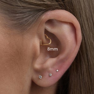 16g NOSE RING Solid TITANIUM • Heart Implant Grade Septum Ring Piercing Jewelry • Hinged Clicker Hoop • Lip Ring • Tragus, Daith, Conch Hoop