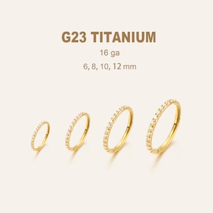 16g NOSE RING Solid TITANIUM • Septum Ring Piercing Jewelry • Hinged Clicker Hoop • Lip Ring • Tragus, Daith, Conch Hoop