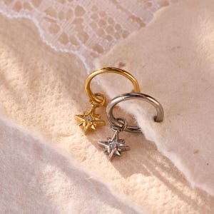 18G/16G Titanium Dangle Huggie Hoop, Cartilage/Conch/Helix Hoop Earring, Rook piercing • conch piercing