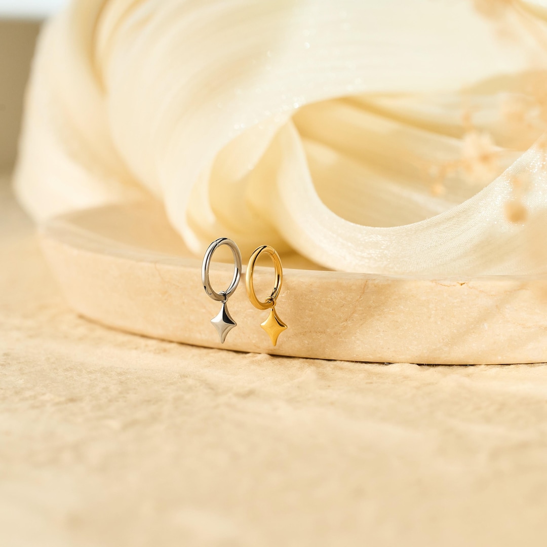 Dangle Hoop Rook Earing 18G/16G Titanium Dangle Huggie Hoop, Cartilage/conch/helix Hoop Earring ...