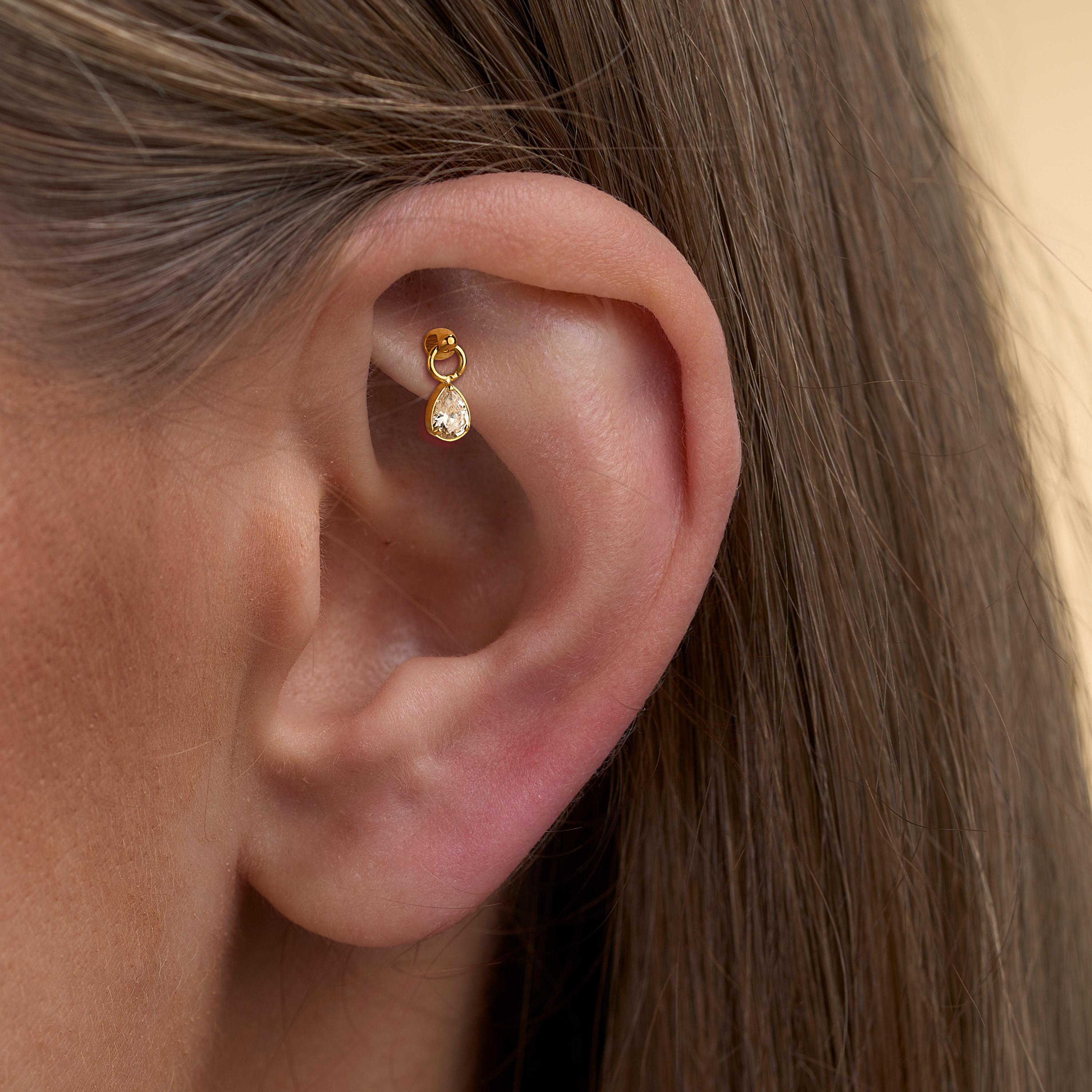 Titanium Vertical Dangle Helix Piercing, Threaded Flat Back Stud Earrings, Rook/Cartilage/Conch/Tragus/Helix Drop Earring
