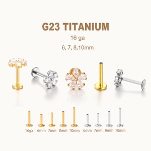 Puces d'oreilles labret en titane • Boucles d'oreilles fleurs à dos plat • Boucle d'oreille hélice • Boucle d'oreille tragus • Boucle d'oreille cartilage • Anneau de nez • Cadeau pour elle