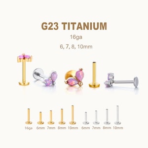 Titanium Opal Labret Stud Earrings • Flat Back Earrings • Helix Earring • Tragus Earring • Cartilage Earring • Nose Ring • Gift for Her